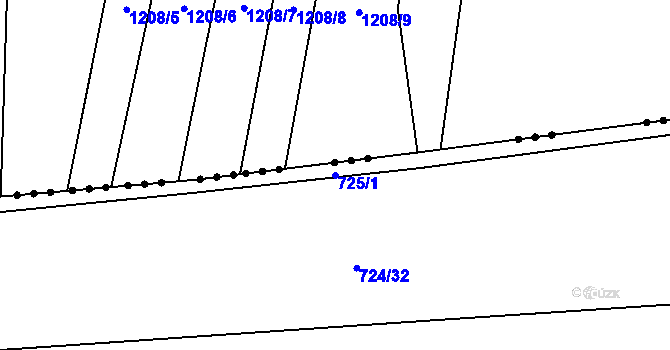 Parcela st. 725/1 v KÚ Žerotín u Panenského Týnce, Katastrální mapa