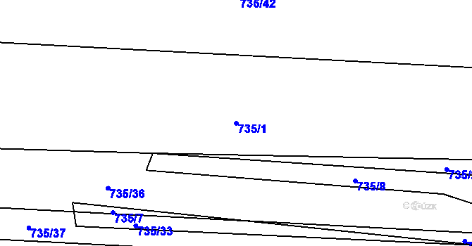 Parcela st. 735/1 v KÚ Žerotín u Panenského Týnce, Katastrální mapa