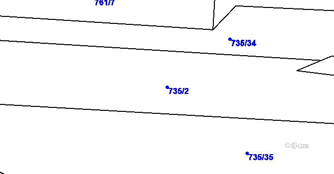 Parcela st. 735/2 v KÚ Žerotín u Panenského Týnce, Katastrální mapa