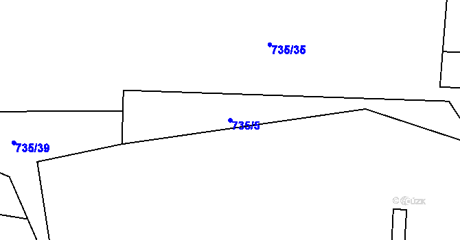 Parcela st. 735/5 v KÚ Žerotín u Panenského Týnce, Katastrální mapa