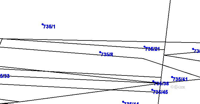 Parcela st. 735/8 v KÚ Žerotín u Panenského Týnce, Katastrální mapa