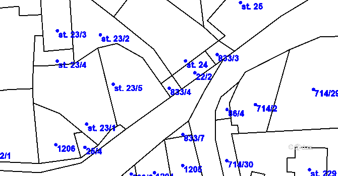 Parcela st. 833/4 v KÚ Žerotín u Panenského Týnce, Katastrální mapa