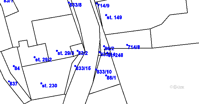Parcela st. 833/14 v KÚ Žerotín u Panenského Týnce, Katastrální mapa