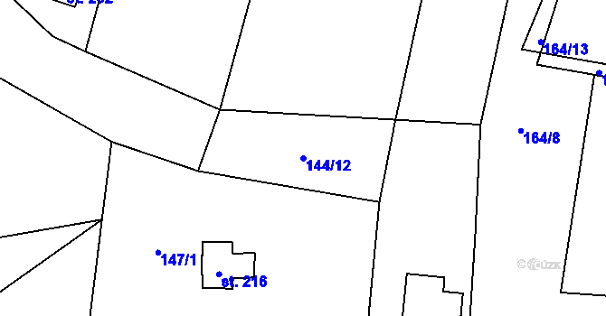 Parcela st. 144/12 v KÚ Žerotín u Panenského Týnce, Katastrální mapa