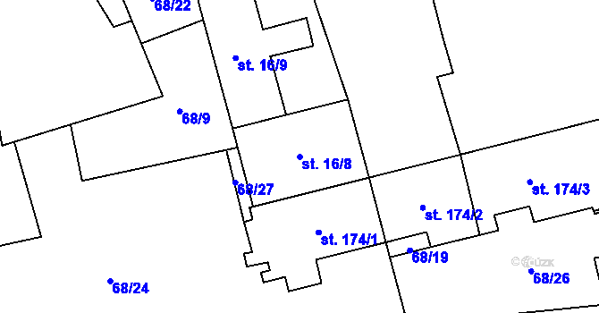 Parcela st. 16/8 v KÚ Žerotín u Panenského Týnce, Katastrální mapa