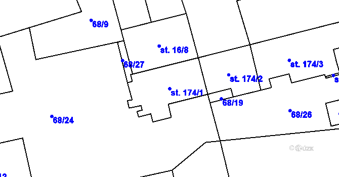 Parcela st. 174/1 v KÚ Žerotín u Panenského Týnce, Katastrální mapa
