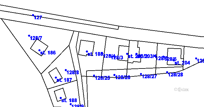 Parcela st. 128/4 v KÚ Žerotín u Panenského Týnce, Katastrální mapa