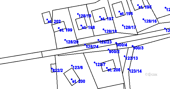 Parcela st. 128/24 v KÚ Žerotín u Panenského Týnce, Katastrální mapa