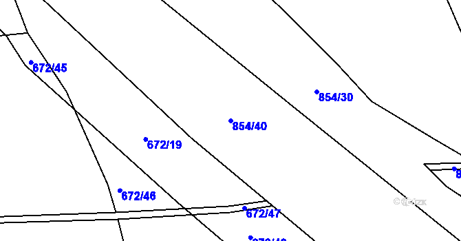 Parcela st. 854/40 v KÚ Žerotín u Panenského Týnce, Katastrální mapa
