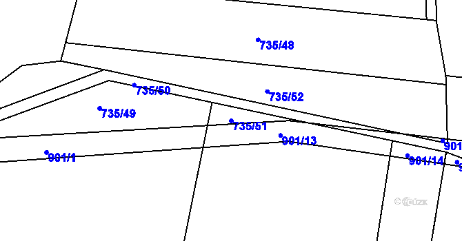 Parcela st. 735/51 v KÚ Žerotín u Panenského Týnce, Katastrální mapa