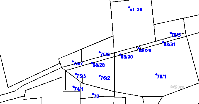 Parcela st. 75/6 v KÚ Žerotín u Panenského Týnce, Katastrální mapa