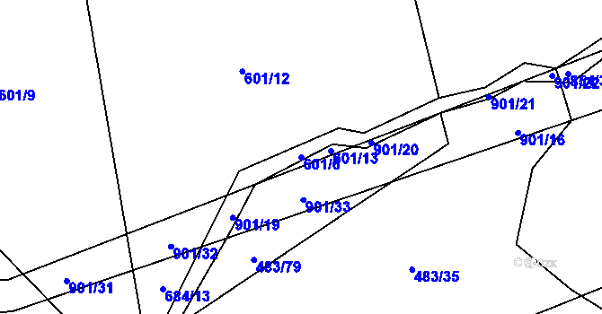 Parcela st. 601/6 v KÚ Žerotín u Panenského Týnce, Katastrální mapa