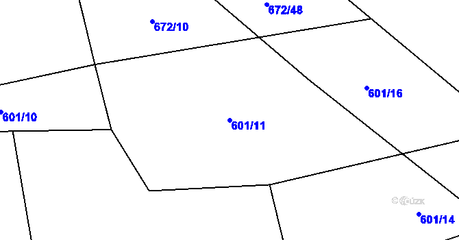 Parcela st. 601/11 v KÚ Žerotín u Panenského Týnce, Katastrální mapa
