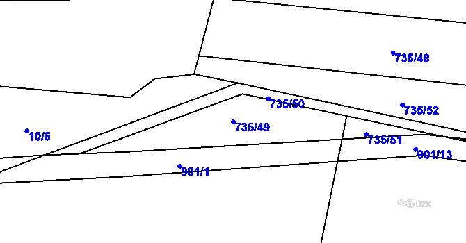 Parcela st. 735/49 v KÚ Žerotín u Panenského Týnce, Katastrální mapa