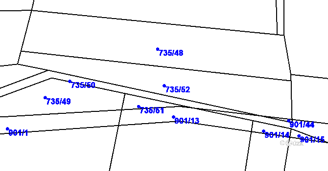 Parcela st. 735/52 v KÚ Žerotín u Panenského Týnce, Katastrální mapa