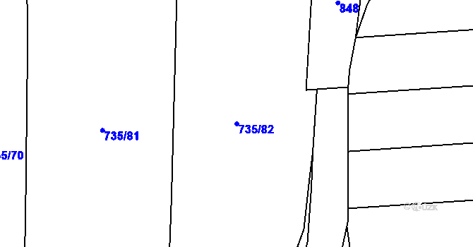 Parcela st. 735/82 v KÚ Žerotín u Panenského Týnce, Katastrální mapa