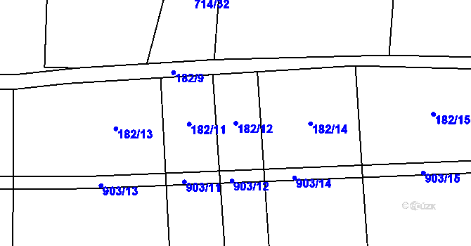 Parcela st. 182/12 v KÚ Žerotín u Panenského Týnce, Katastrální mapa