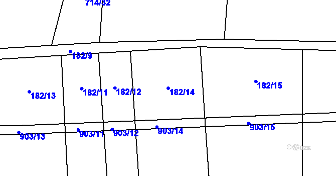 Parcela st. 182/14 v KÚ Žerotín u Panenského Týnce, Katastrální mapa