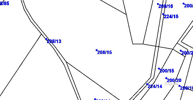Parcela st. 208/15 v KÚ Žerotín u Panenského Týnce, Katastrální mapa