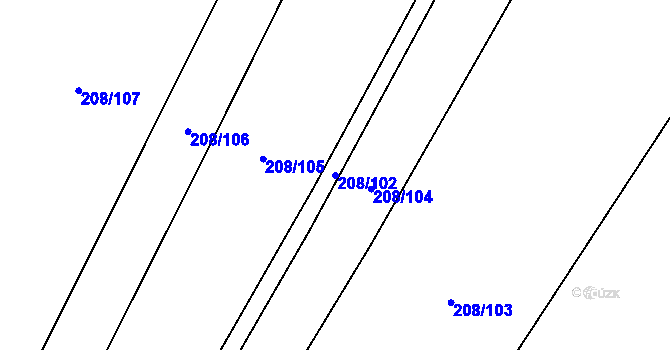 Parcela st. 208/102 v KÚ Žerotín u Panenského Týnce, Katastrální mapa