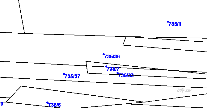 Parcela st. 735/36 v KÚ Žerotín u Panenského Týnce, Katastrální mapa