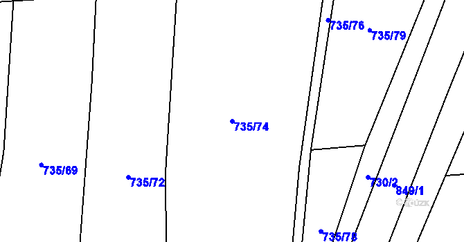 Parcela st. 735/74 v KÚ Žerotín u Panenského Týnce, Katastrální mapa