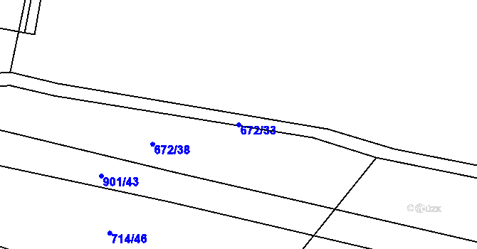 Parcela st. 672/33 v KÚ Žerotín u Panenského Týnce, Katastrální mapa