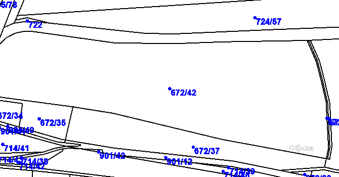 Parcela st. 672/42 v KÚ Žerotín u Panenského Týnce, Katastrální mapa