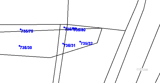 Parcela st. 735/32 v KÚ Žerotín u Panenského Týnce, Katastrální mapa