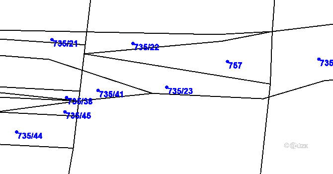 Parcela st. 735/23 v KÚ Žerotín u Panenského Týnce, Katastrální mapa