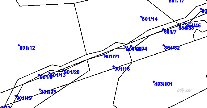 Parcela st. 901/21 v KÚ Žerotín u Panenského Týnce, Katastrální mapa