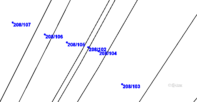 Parcela st. 208/104 v KÚ Žerotín u Panenského Týnce, Katastrální mapa