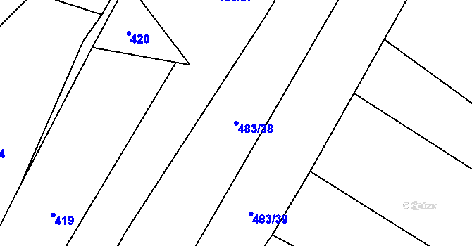 Parcela st. 483/38 v KÚ Žerotín u Panenského Týnce, Katastrální mapa