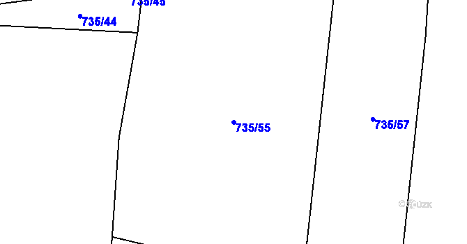 Parcela st. 735/55 v KÚ Žerotín u Panenského Týnce, Katastrální mapa