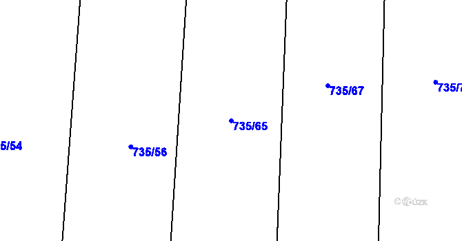 Parcela st. 735/65 v KÚ Žerotín u Panenského Týnce, Katastrální mapa