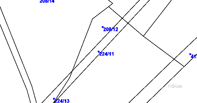Parcela st. 224/11 v KÚ Žerotín u Panenského Týnce, Katastrální mapa