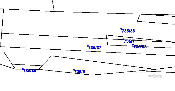Parcela st. 735/37 v KÚ Žerotín u Panenského Týnce, Katastrální mapa