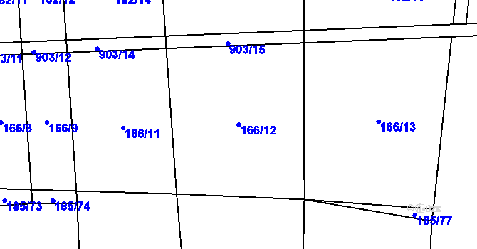 Parcela st. 166/12 v KÚ Žerotín u Panenského Týnce, Katastrální mapa