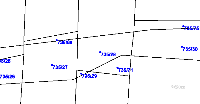 Parcela st. 735/28 v KÚ Žerotín u Panenského Týnce, Katastrální mapa