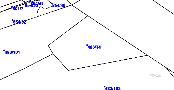 Parcela st. 483/34 v KÚ Žerotín u Panenského Týnce, Katastrální mapa
