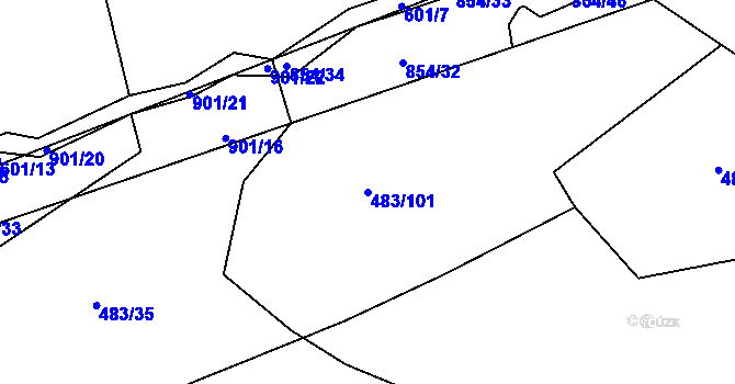 Parcela st. 483/101 v KÚ Žerotín u Panenského Týnce, Katastrální mapa