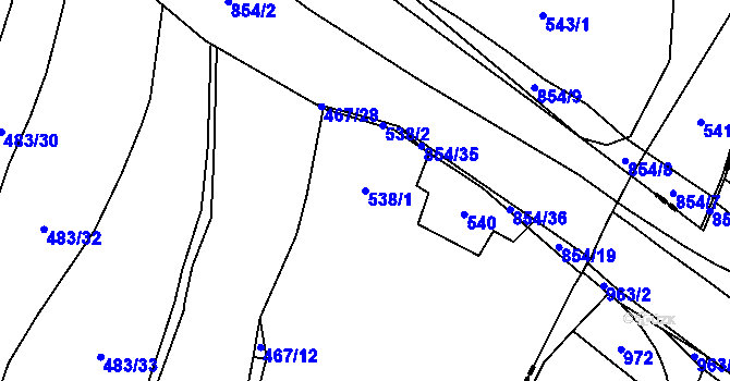 Parcela st. 538/1 v KÚ Žerotín u Panenského Týnce, Katastrální mapa