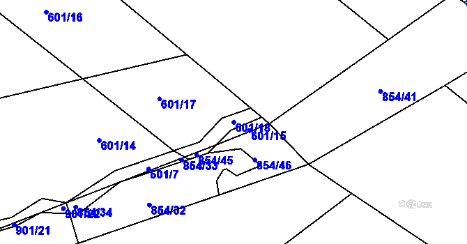 Parcela st. 601/18 v KÚ Žerotín u Panenského Týnce, Katastrální mapa