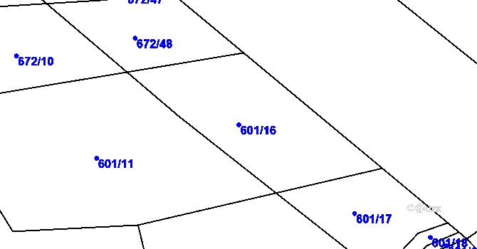Parcela st. 601/16 v KÚ Žerotín u Panenského Týnce, Katastrální mapa