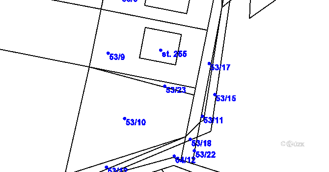 Parcela st. 53/23 v KÚ Žerotín u Panenského Týnce, Katastrální mapa