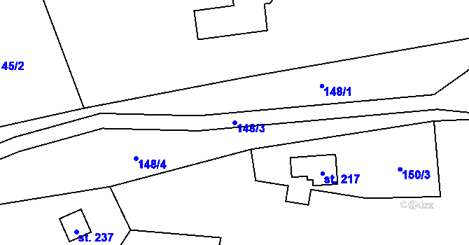 Parcela st. 148/3 v KÚ Žerotín u Panenského Týnce, Katastrální mapa
