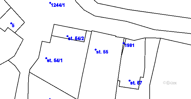 Parcela st. 55 v KÚ Panoší Újezd, Katastrální mapa