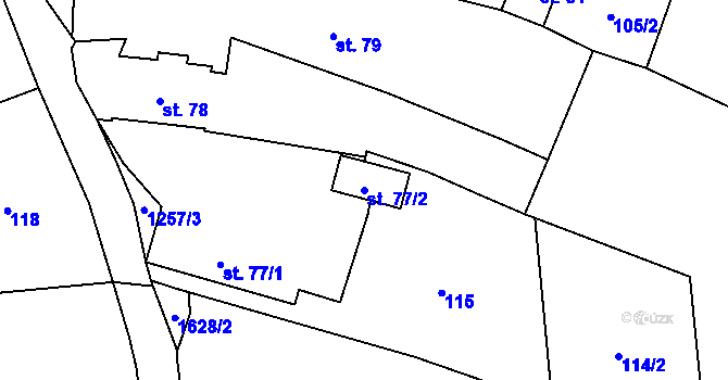 Parcela st. 77/2 v KÚ Panoší Újezd, Katastrální mapa