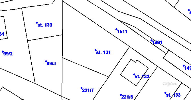 Parcela st. 131 v KÚ Panoší Újezd, Katastrální mapa