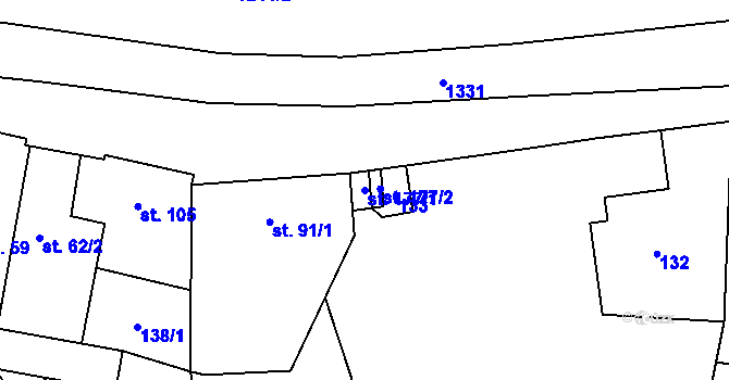 Parcela st. 177/1 v KÚ Panoší Újezd, Katastrální mapa